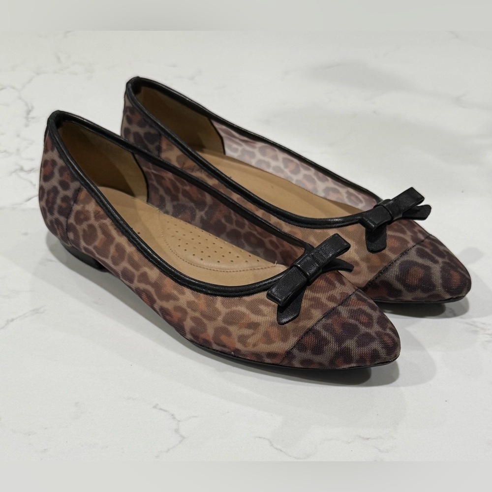 Vaneli Mesh Leopard Print Ballet Flats Women's Size 6